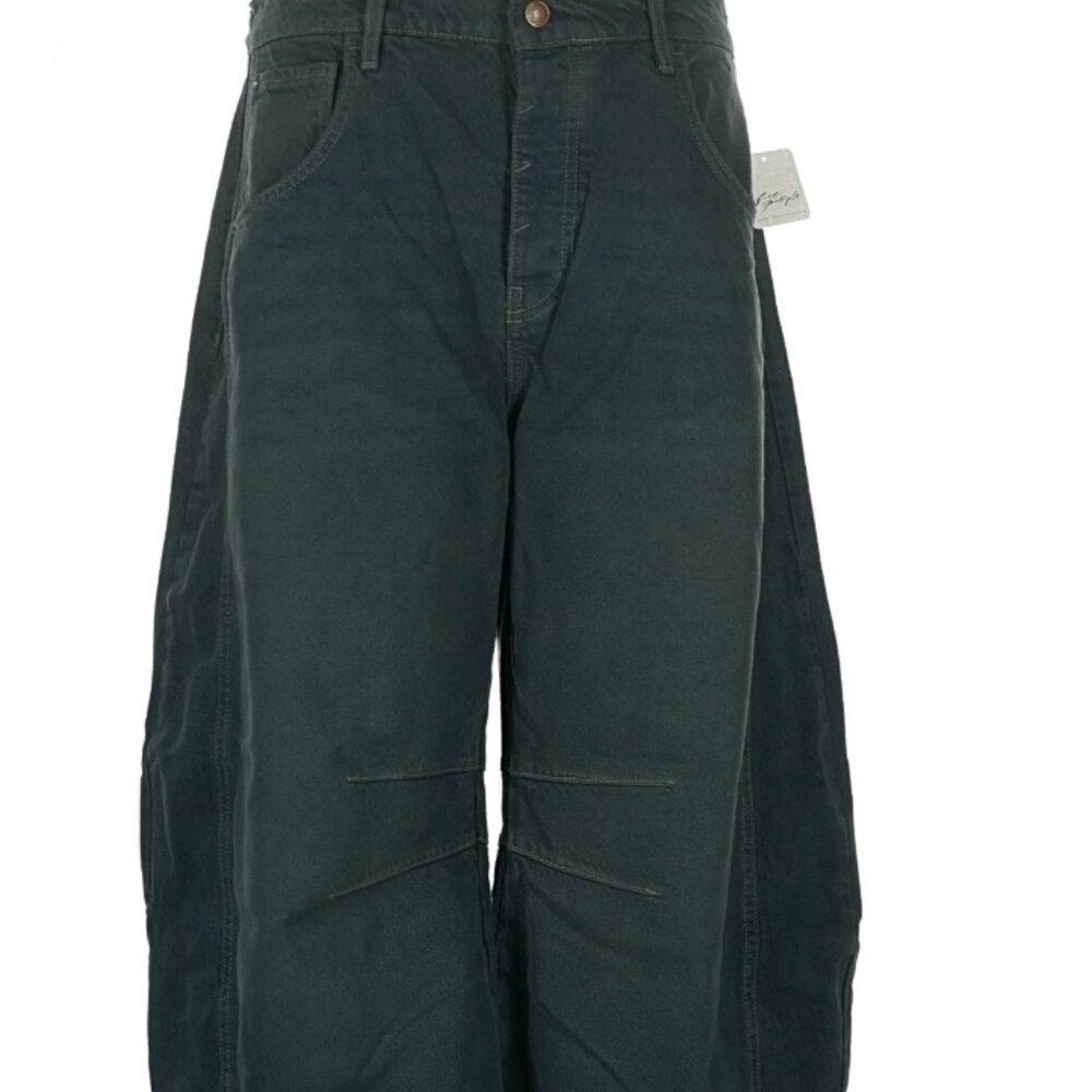 NWT Rare Size Free People We The Free Good Luck Barrel Jeans Luke Green 31S Boho - Picture 4 of 16